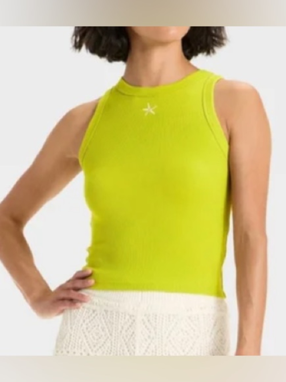 a new day Women’s Neon Lime Ribbed Tank Top Star Detail Size XS NWT